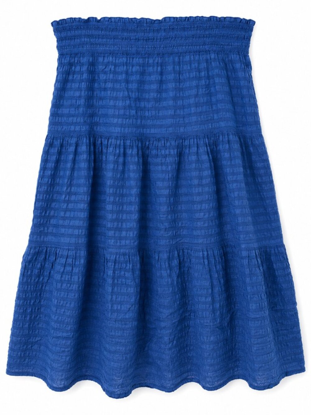 Women's Saks Fifth Ave. Blue Silk Elastic Waist Midi BOHO Skirt Size S Fits XL